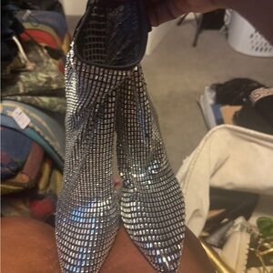 Akira Elegant Black and Silver Women's Heels